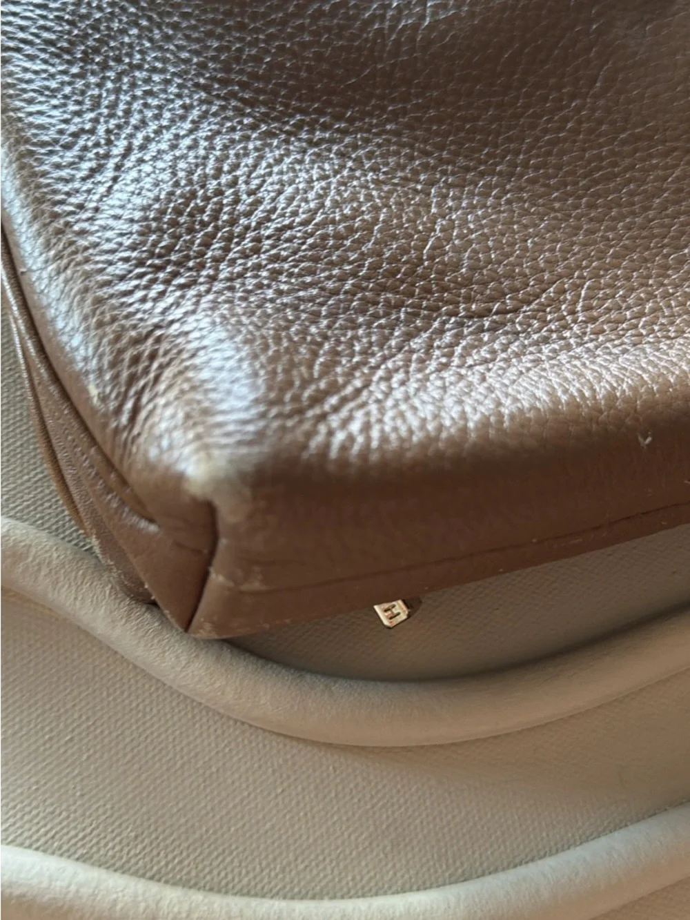 Tory Burch Taupe Pebbled Leather Crossbody